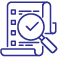 Long sheet of printed data with magnafying glass with a checkmark centered in the glass enlarging a portion of the sheet